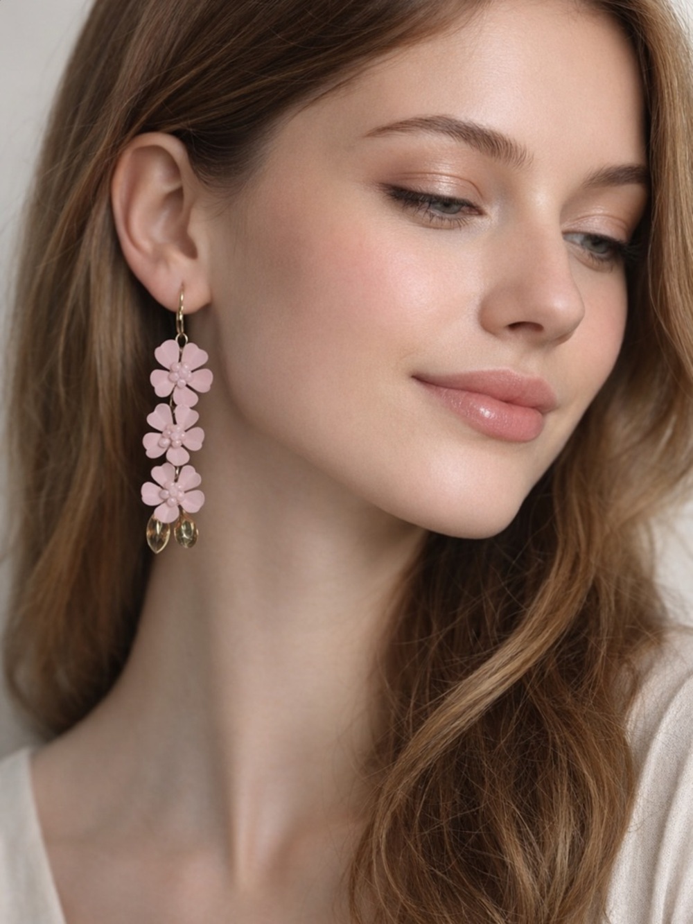 1117 Simply Vera Vera Wang Pink Floral Earrings 38$
